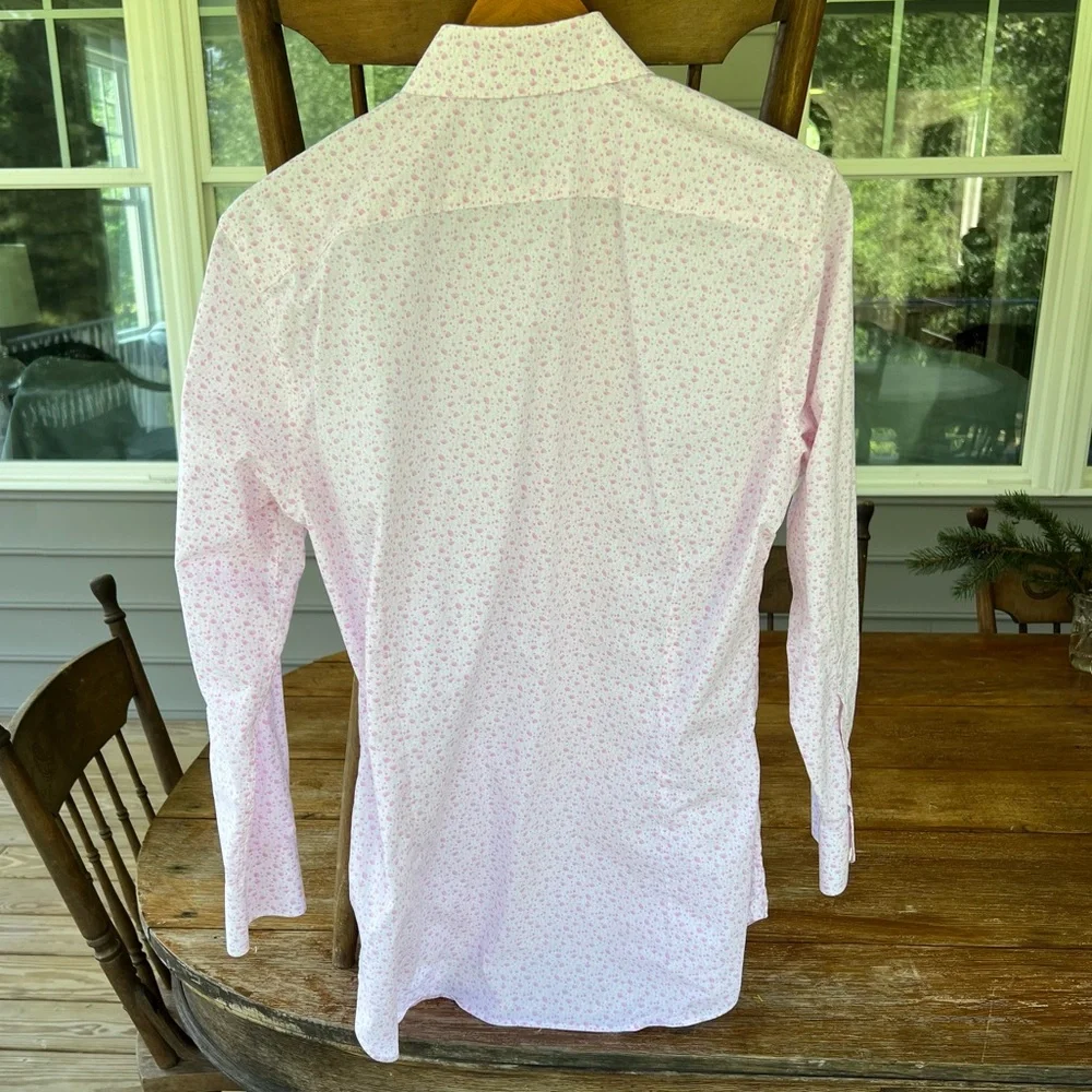 Bonobos Dress Shirt Pink Floral Slim Fit Cotton Long Sleeve Button Down 15.5/32